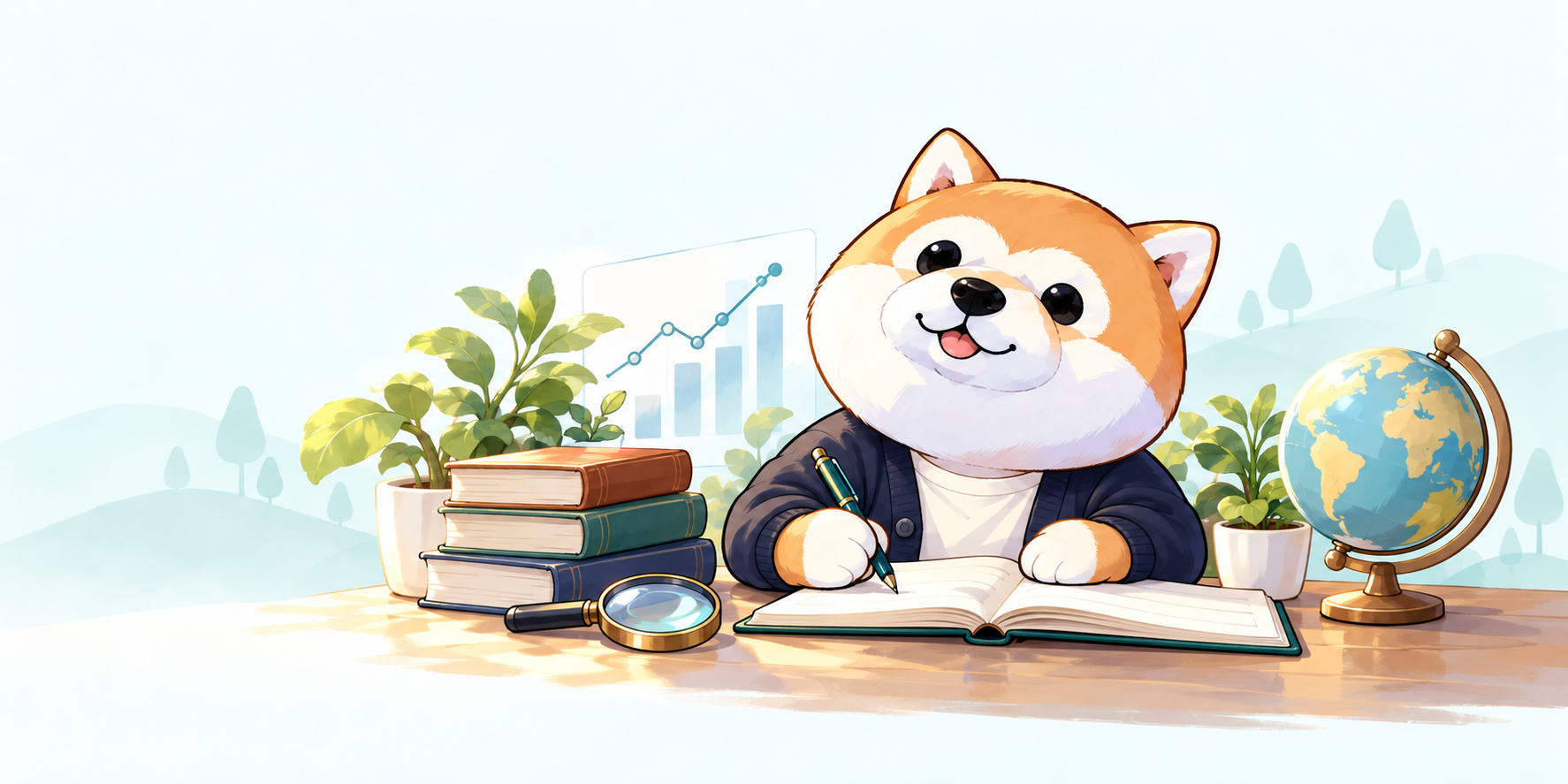 観測記録を書く柴犬研究員